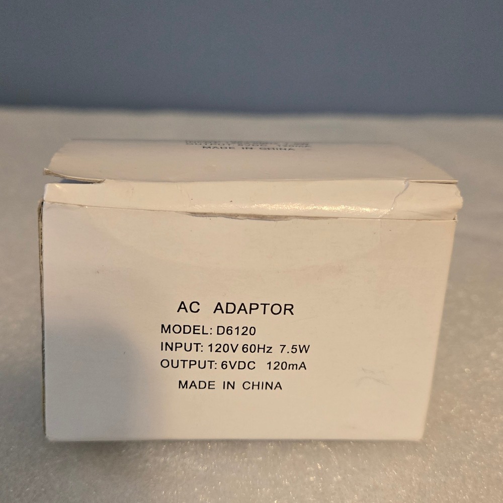 Homedics AC Adaptor Model D6120 6VDC 120mA Power Supply WC-100/150 Black